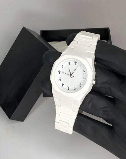 Luxury Black/pink/White Minimalist Arabic Dial Wrist Watch for Men & Women | Premium Elegant Quartz Watch
