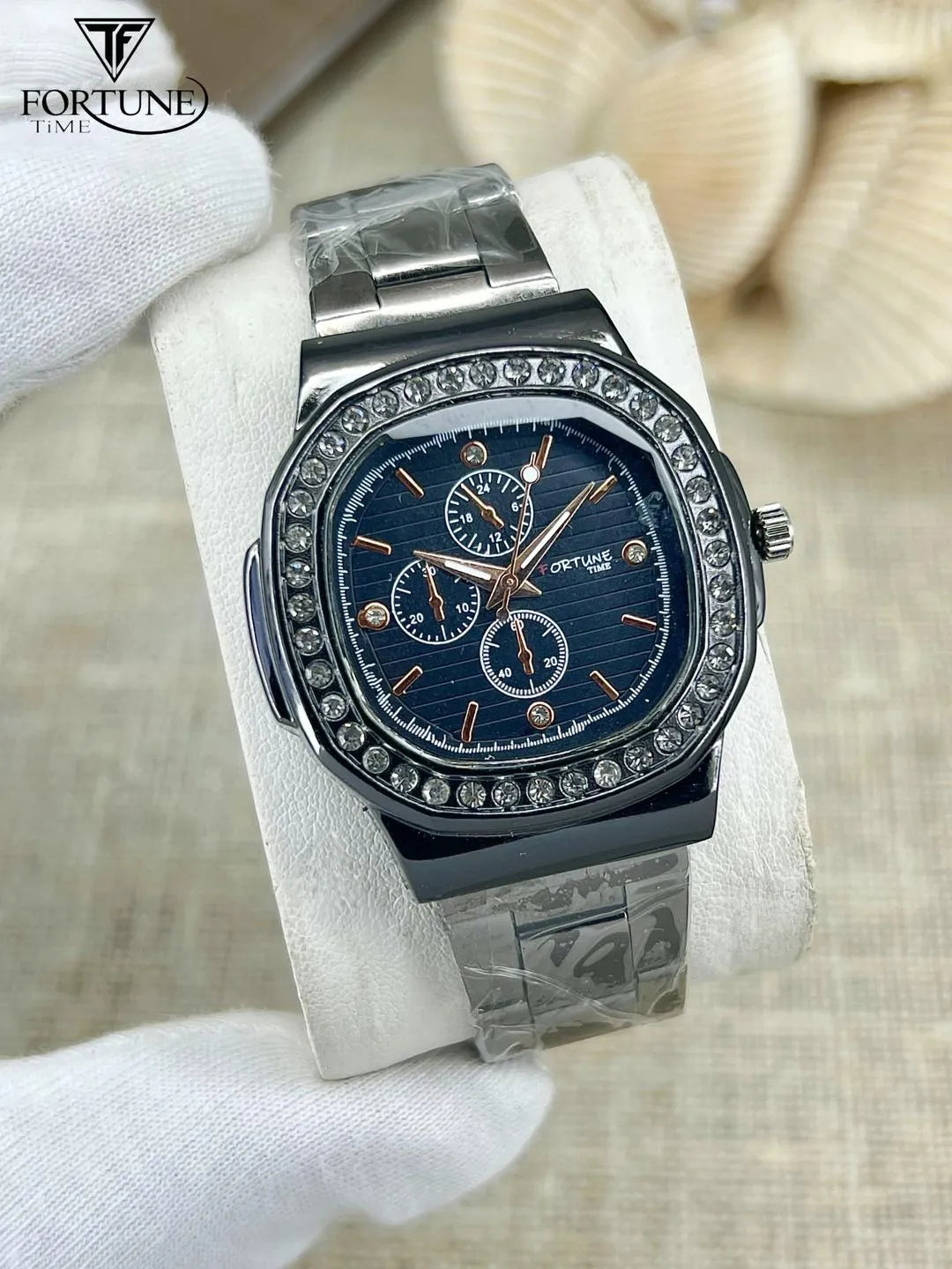 Women's Stainless Steel Chronograph Watch Blue Dial