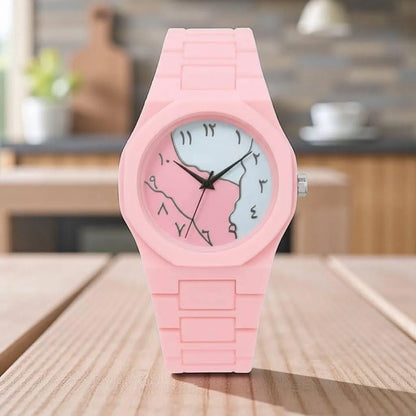 Luxury Black/pink/White Minimalist Arabic Dial Wrist Watch for Men & Women | Premium Elegant Quartz Watch