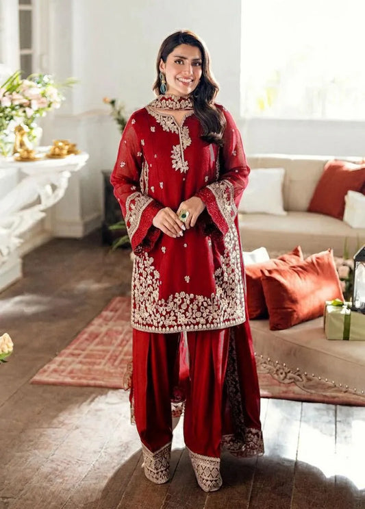 Farshi Embroidered Shirt with Farshi Shalwar & Dupatta 3Pcs