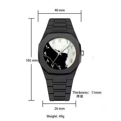 Men's Black Carbon Fiber Arabic Dial Watch