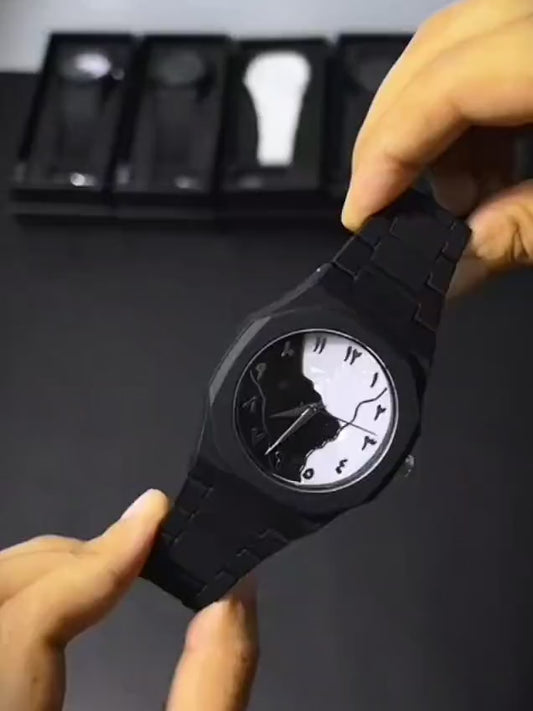 Men's Black Carbon Fiber Arabic Dial Watch